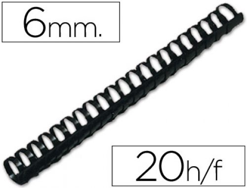 Espiral q-connect redonda 6 mm plastico preto capacidade 20 folhas caixa de 100 unidades , Q-connect , 63448 , 5705831240162